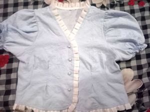 Light Blue Ruffle Blouse