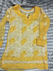 Yellow Embroidered Kurta