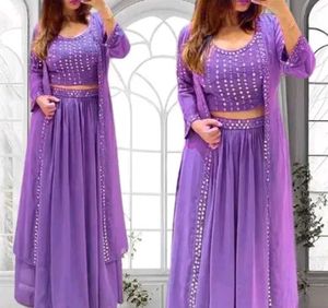 Choli Skirt Set With Shrug