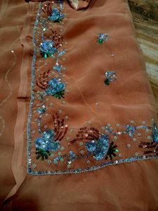 Elegant heavy Peach Saree