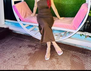 Elegant Brown One-Shoulder Dress