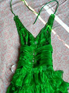 Beautiful Party Wear Green Dress, Size - Small