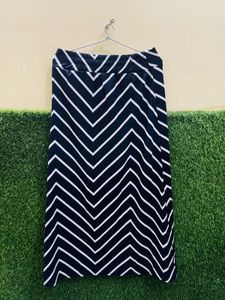 PRINTED A-LINE BLUE STRIPE SKIRT FOR WOMEN