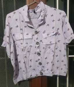 Purple Butterfly Print Top