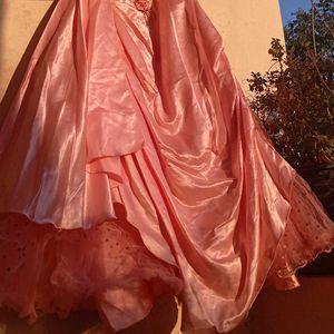 Hot Pink Gown For Girls With Detachable Shrug
