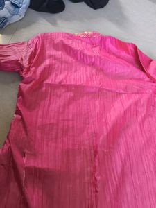 Pink Embroidered Kurta Set For Men