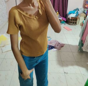 Mustard V-Neck Top