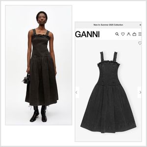 Ganni Black Denim Midi Dress