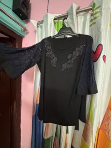 Black Lace Sleeve Top