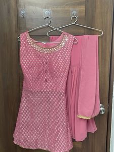 Pink Embroidered Sharara Set