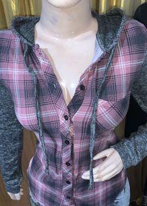 Hooded Plaid Flannel Shirt