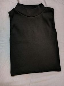 Sleeveless Black Mock Neck Top