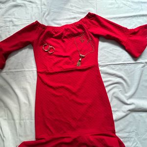Chic Red Off-Shoulder Dress