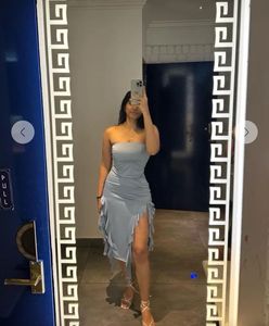 Savana Blue Ruffle Detail Dress