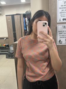 Retro Heathered Tee with Ruched Detail