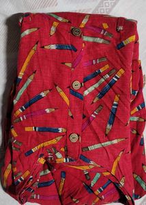 Red Pencil Print Dress