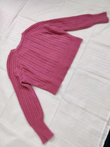 Women Cable Knit Pink Cardigan 🧶