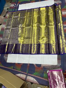 Blue &amp; Gold Pure Kanchipuram Silk Saree