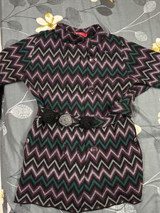 Patterned Knit Coat