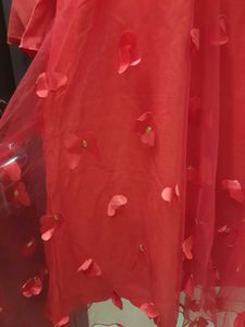 Red Floral Applique Tunic Dress