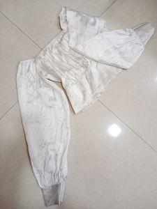 White Crop Top with Puffy Sleeves