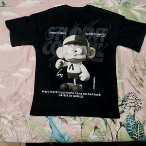 Cartoon Print Black T-Shirt