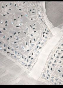White Colour Chikan Kari Kurti