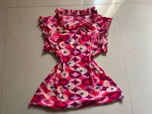 clown core Pink Ruffle Top