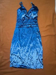 💙 Luxurious Royal Blue Velvet Ruched Cocktail Dre