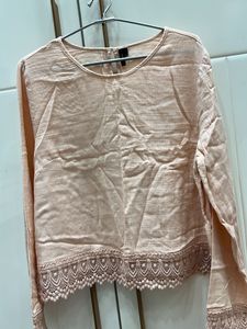 Peach Lace Trim Top