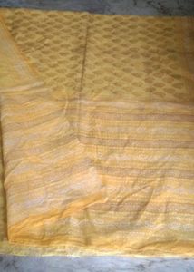 yellow printed saree attached fall