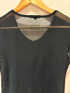 Elegant Black Imported Mesh Top
