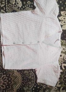Pink Textured Button-Up Top