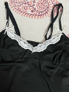 bow lace slip dress