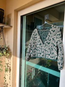 Zara Leaf Embroidered Top
