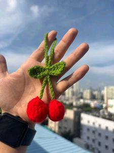 Crochet Cherry Key Chain+ Book Marker + Hair Tie