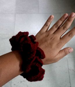 Burgundy Crochet Scrunchie