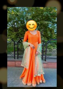 Elegant Orange Anarkali Dress
