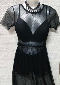 Black Polka Dot Mesh Dress S To M Size