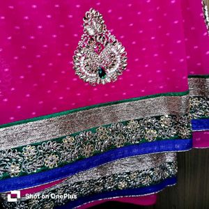 Brand new designer pink embroidered saree