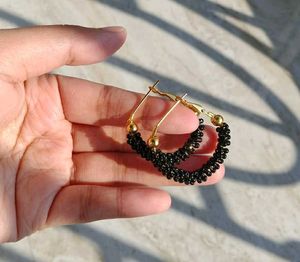 Black Bead Hoop