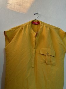 Mustard Sleeveless Shirt Or Top