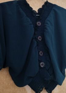 Teal Button-Down Dolman Top