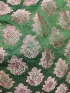 Green Brocade Skirt With Crop Top And Jacket