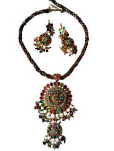 Vibrant Rhinestone Necklace &amp; Earring Set