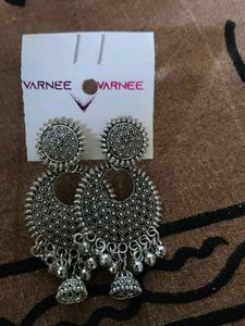 Silver Tone Jhumka Earrings