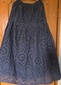 Navy Schiffli Skirt