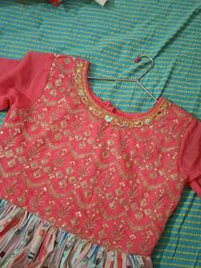 Coral Pink Embroidered Anarkali Gown