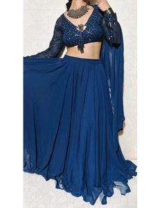 Stunning Mirror Work Georgette Backless Lehenga
