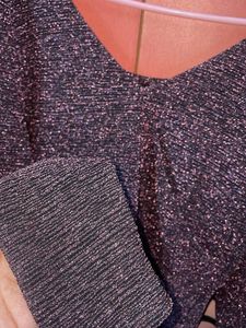 Code Sparkly Long Sleeve Blacked Top